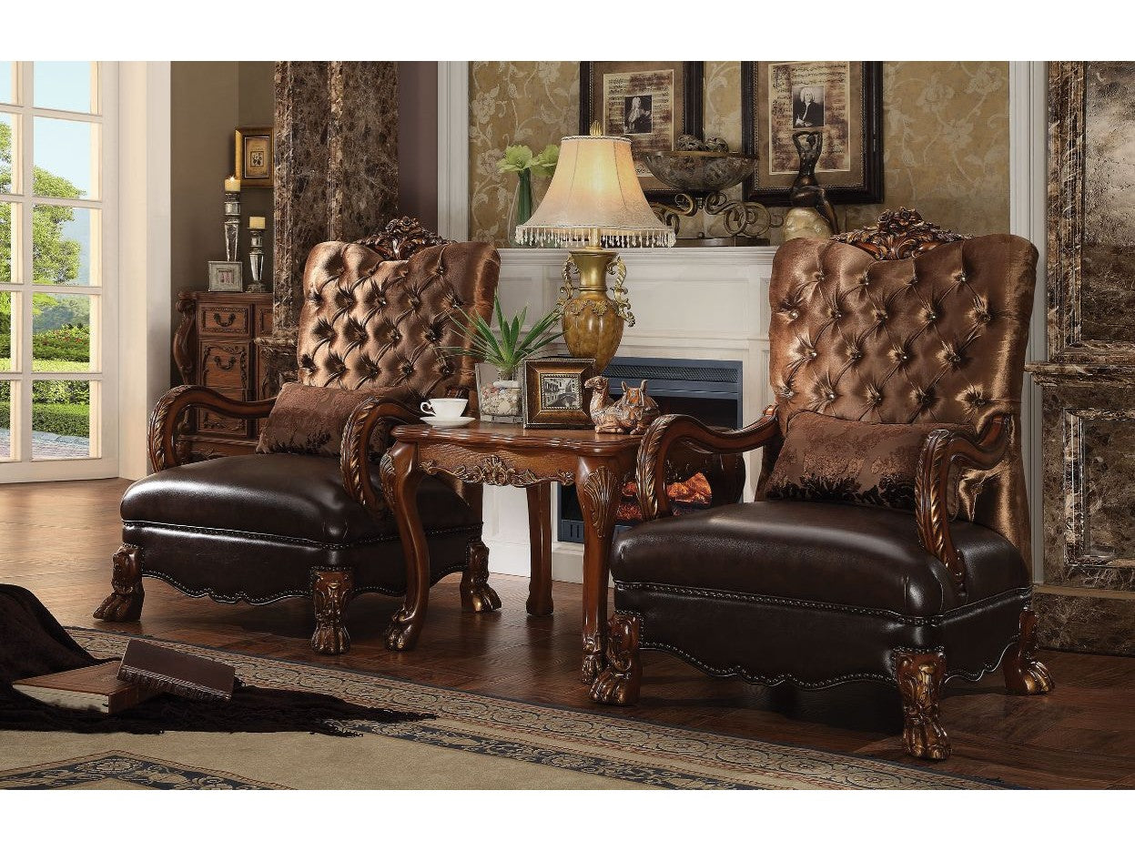 Dresden Brown Velvet/Cherry Oak Chair & 1 Pillow - Ornate Home