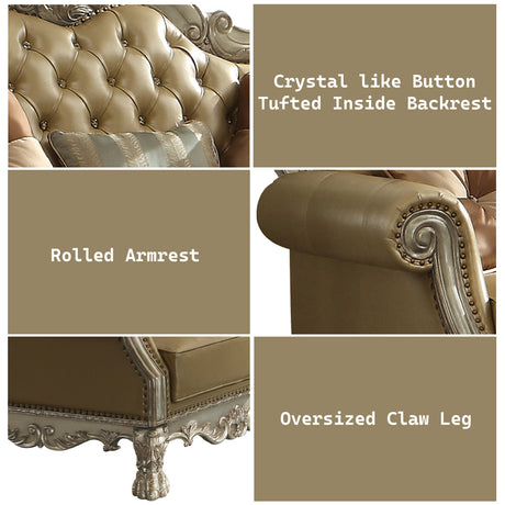 Dresden Chair w/ 2 Pillows in Gold Patina - Ornate Home