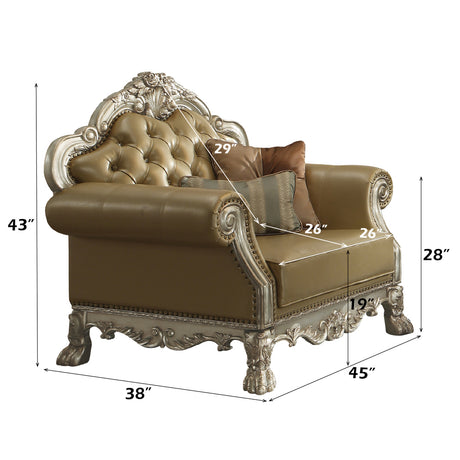 Dresden Chair w/ 2 Pillows in Gold Patina - Ornate Home