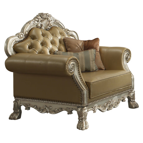 Dresden Chair w/ 2 Pillows in Gold Patina - Ornate Home