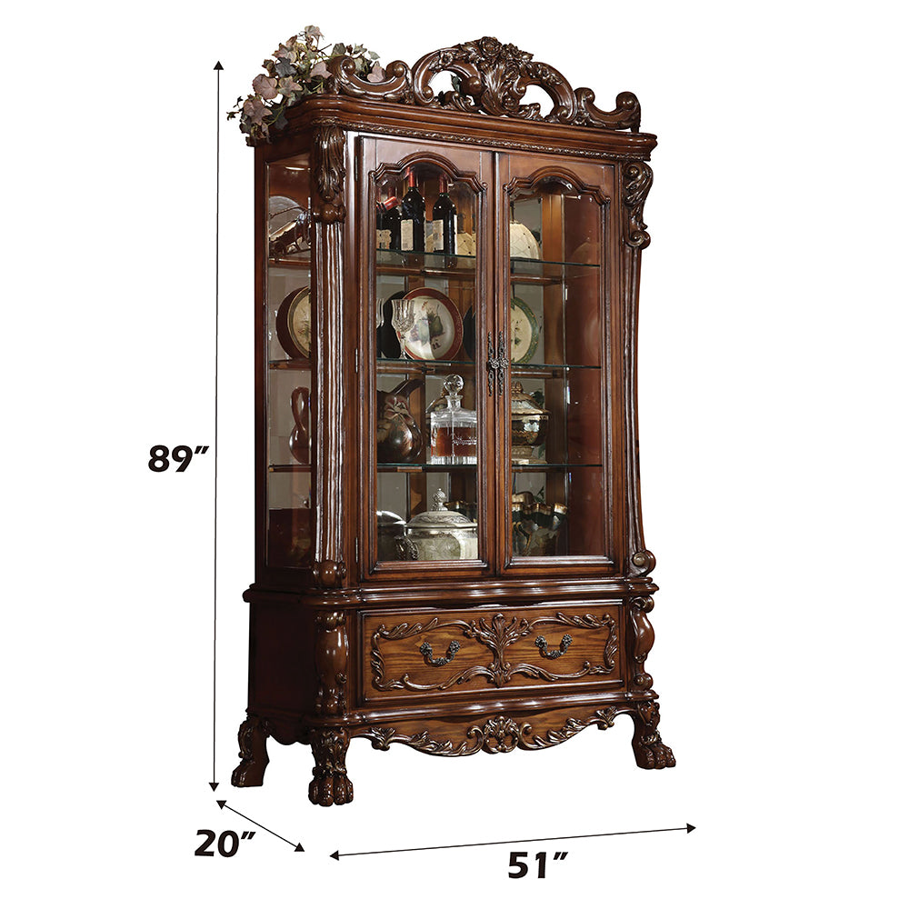 Dresden Cherry Oak Curio Cabinet - Ornate Home