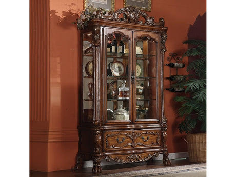 Dresden Cherry Oak Curio Cabinet - Ornate Home