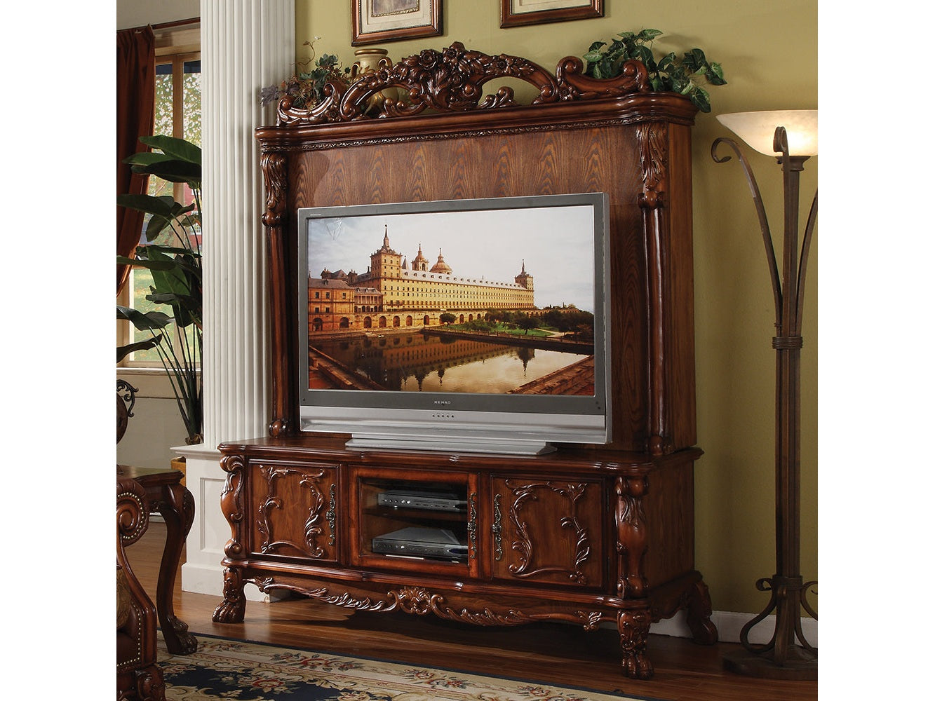 Dresden Cherry Oak Entertainment Center - Ornate Home