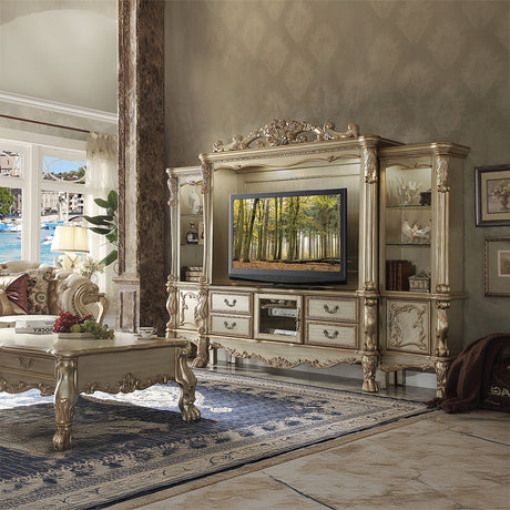 Dresden Gold Patina & Bone Entertainment Center - Ornate Home