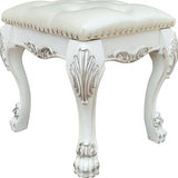 Dresden II Bone White Finish Vanity Stool - Ornate Home