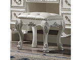 Dresden II Bone White Finish Vanity Stool - Ornate Home