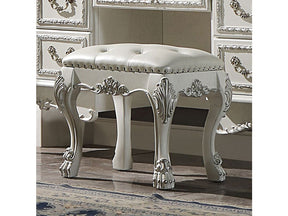 Dresden II Bone White Finish Vanity Stool - Ornate Home