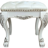 Dresden II Bone White Finish Vanity Stool - Ornate Home