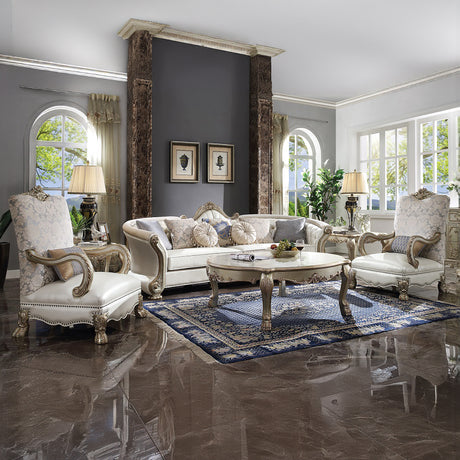 Dresden II Gold Patina & Bone Coffee Table - Ornate Home