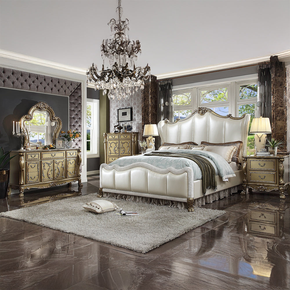 Dresden II Gold Patina Finish King Bed - Ornate Home