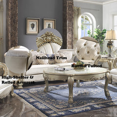 Dresden II Gold Patina Finish Sofa w/ 7 Pillows - Ornate Home