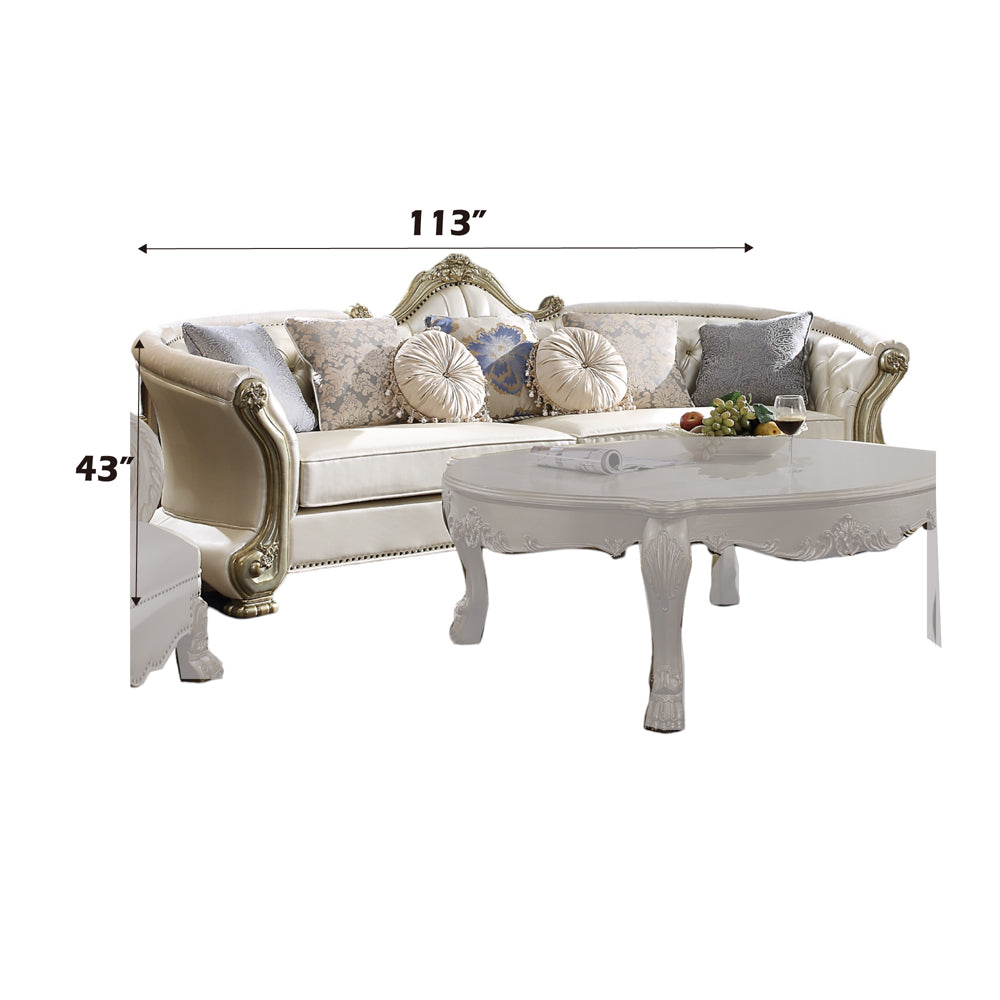 Dresden II Gold Patina Finish Sofa w/ 7 Pillows - Ornate Home