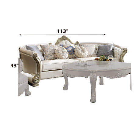 Dresden II Gold Patina Finish Sofa w/ 7 Pillows - Ornate Home