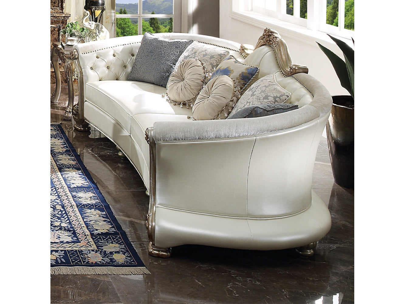 Dresden II Gold Patina Finish Sofa w/ 7 Pillows - Ornate Home