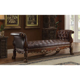 Dresden Synthetic Leather and Cherry Oak Bench - Ornate Home