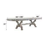 Dresden Vintage Bone White Dining Table (136"L) - Ornate Home