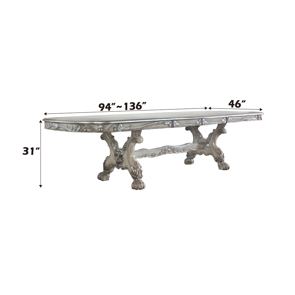 Dresden Vintage Bone White Dining Table (136"L) - Ornate Home