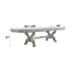 Dresden Vintage Bone White Dining Table (136"L) - Ornate Home