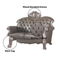 Dresden Vintage Bone White Finish Loveseat w/ 3 Pillows - Ornate Home