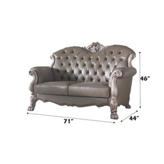 Dresden Vintage Bone White Finish Loveseat w/ 3 Pillows - Ornate Home