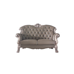 Dresden Vintage Bone White Finish Loveseat w/ 3 Pillows - Ornate Home