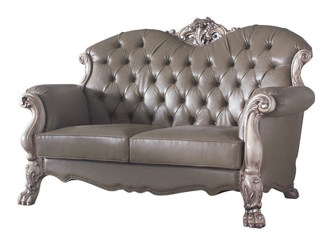 Dresden Vintage Bone White Finish Loveseat w/ 3 Pillows - Ornate Home