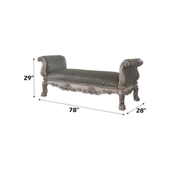 Dresden Vintage Bone White & PU Bench - Ornate Home