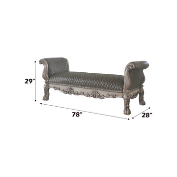 Dresden Vintage Bone White & PU Bench - Ornate Home