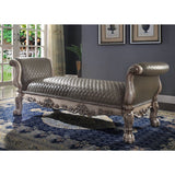 Dresden Vintage Bone White & PU Bench - Ornate Home
