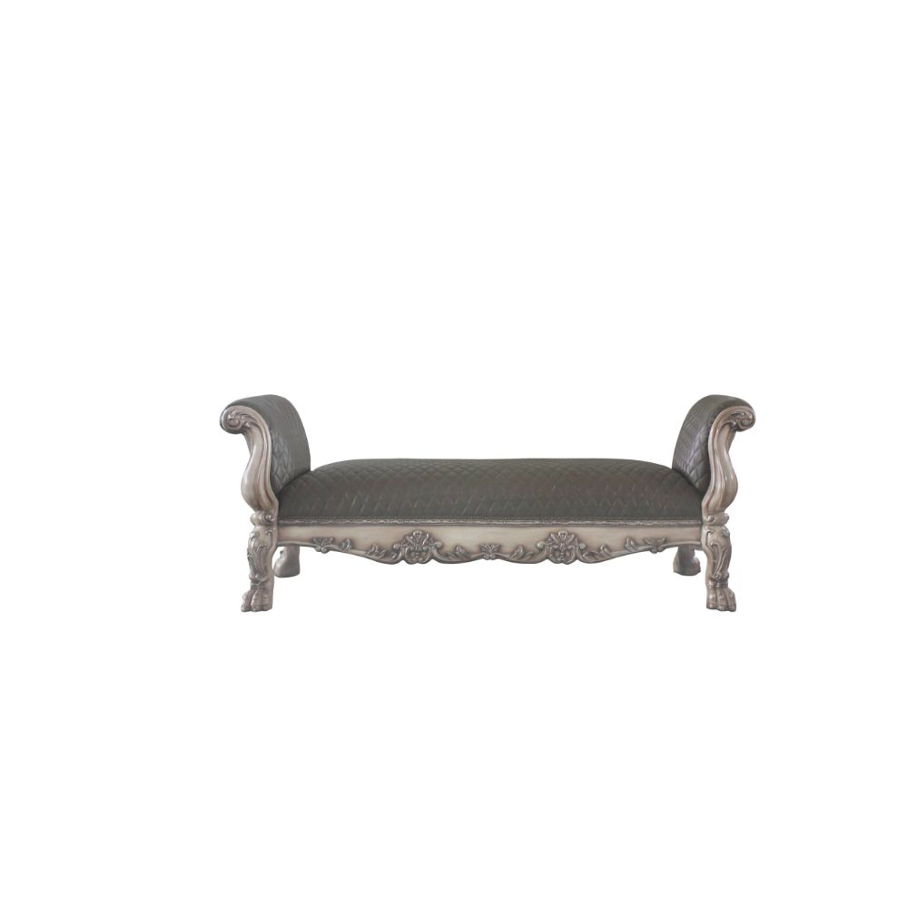 Dresden Vintage Bone White & PU Bench - Ornate Home