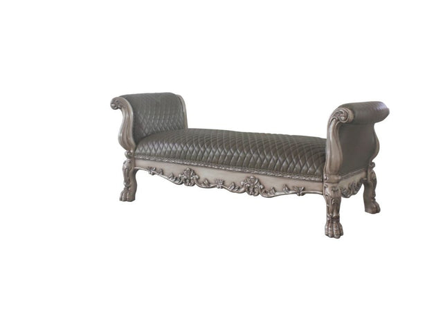 Dresden Vintage Bone White & PU Bench - Ornate Home