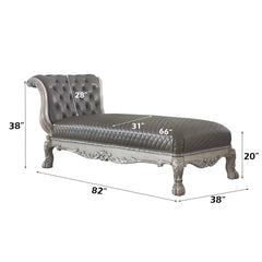 Dresden Vintage Bone White & PU Chaise w/1 Pillow - Ornate Home
