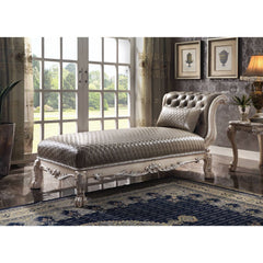 Dresden Vintage Bone White & PU Chaise w/1 Pillow - Ornate Home