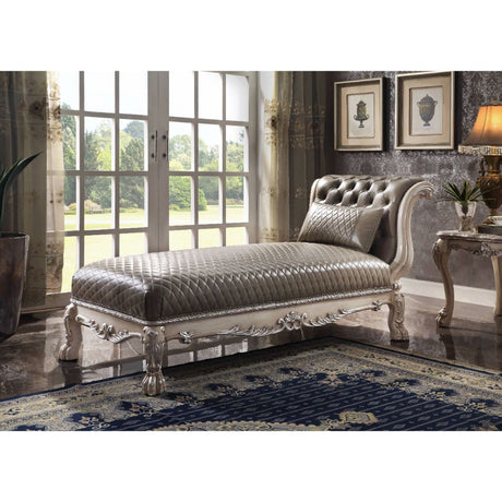 Dresden Vintage Bone White & PU Chaise w/1 Pillow - Ornate Home