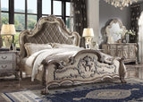 Dresden Vintage Bone White & PU Eastern King Bed - Ornate Home