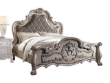 Dresden Vintage Bone White & PU Eastern King Bed - Ornate Home