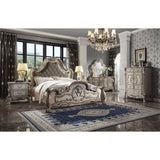 Dresden Vintage Bone White & PU Queen Bed - Ornate Home