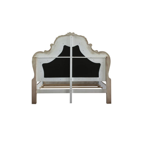 Dresden Vintage Bone White & PU Queen Bed - Ornate Home