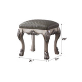 Dresden Vintage Bone White & PU Vanity Stool - Ornate Home