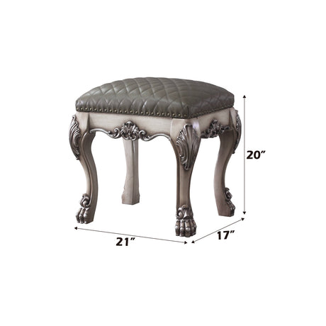 Dresden Vintage Bone White & PU Vanity Stool - Ornate Home