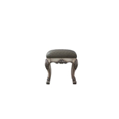 Dresden Vintage Bone White & PU Vanity Stool - Ornate Home