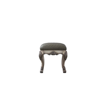 Dresden Vintage Bone White & PU Vanity Stool - Ornate Home