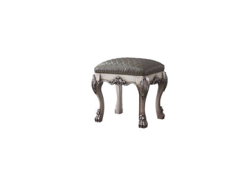 Dresden Vintage Bone White & PU Vanity Stool - Ornate Home