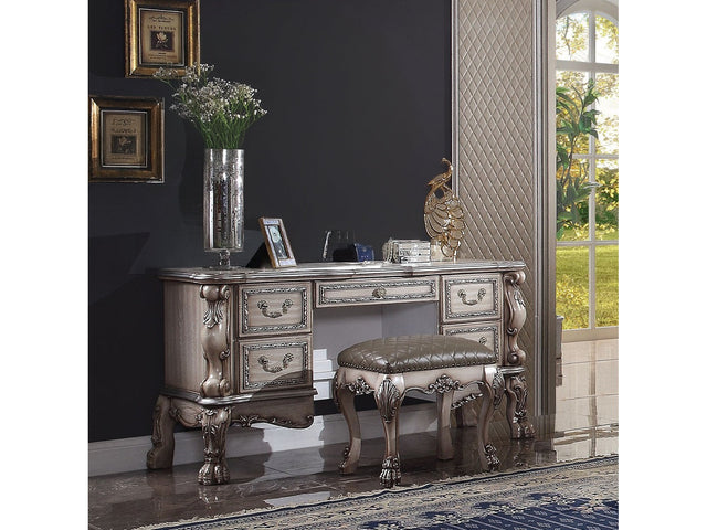 Dresden Vintage Bone White Vanity Desk - Ornate Home