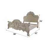 Dresden White Button-Tufted Leather Headboard California King Bed - Ornate Home