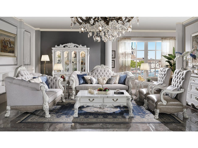 Dresden White Loveseat W/5 Pillows - Ornate Home
