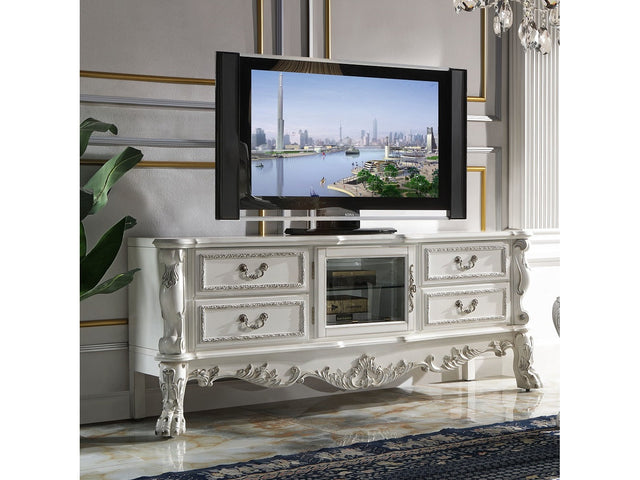 Dresden White TV Stand - Ornate Home