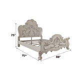 Dresden White Wood Carved Headboard California King Bed - Ornate Home