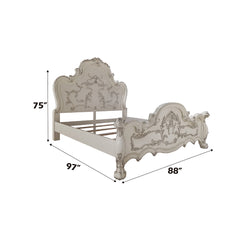 Dresden White Wood Carved Headboard California King Bed - Ornate Home
