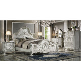 Dresden White  Wood Carved Headboard Queen Bed - Ornate Home